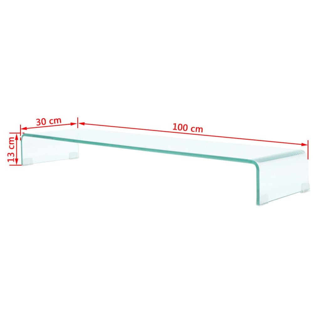 TV Stand/Monitor Riser Glass Clear 100x30x13 cm